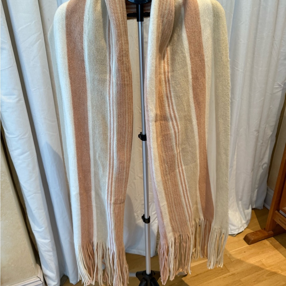 Free People Cozy Striped Scarf in Cream and Brown